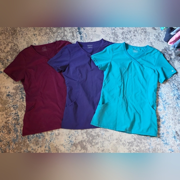 Infinity By Cherokee Women's‎ Small 4-Pocket Stretch Mock Wrap Scrub Top Bundle - Picture 1 of 2